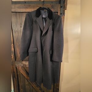 Vintage Adams Row Over Coat Long Men's Sz 44 Black 100% VIRGIN Wool Button Front